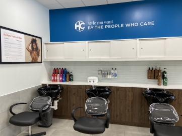 Inside a shampoo station at a Hair Cuttery